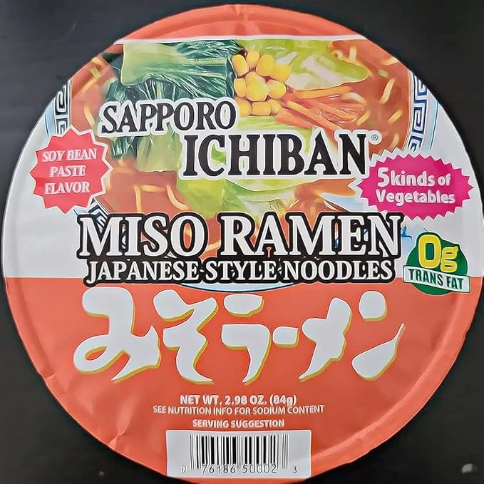 [SAPPORO ICHIBAN] Miso Ramen Bowl (Donburi) Noodles No. 1 Tasting Japanese Instant Cup Noodles (2.94 oz x 12 Bowls) (Miso)