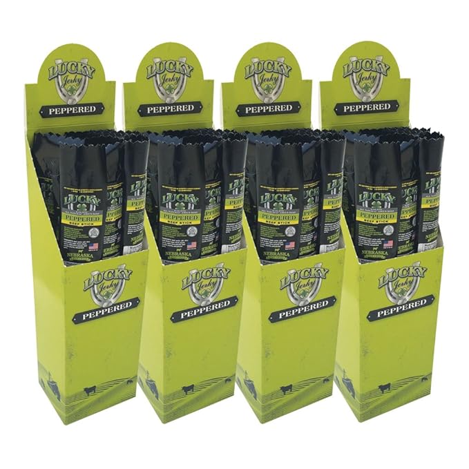 Lucky Beef Jerky - 1.25oz Sticks (Peppered 48 Pack)