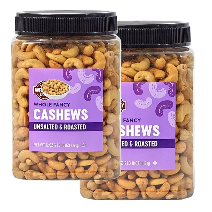 Whole Fancy Cashews Unsalted 42 oz (2 Pack)
