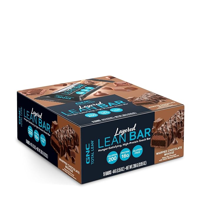 GNC Total Lean Layered Lean Bar|Hunger Satisfying - High Protein Snack Bar | Whipped Chocolate Mousse - 9 Bars