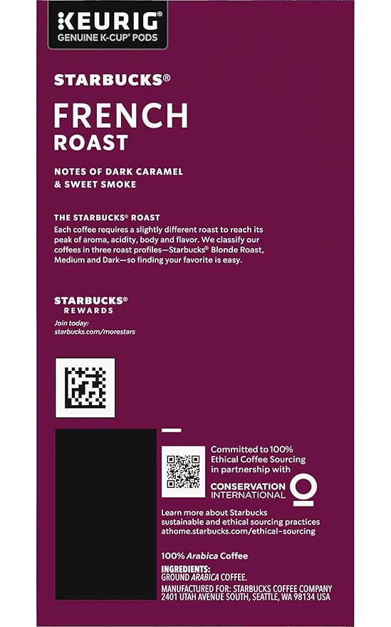 Starbucks French Roast Dark Coffee 72 K-Cups (3 Pack of 24 k-cups)