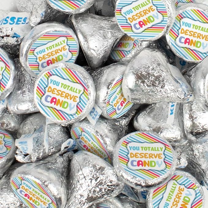 85 Pcs Thank You Candy Gift Milk Chocolate Kisses (13.6oz) - No Assembly Required - You Deserve Candy