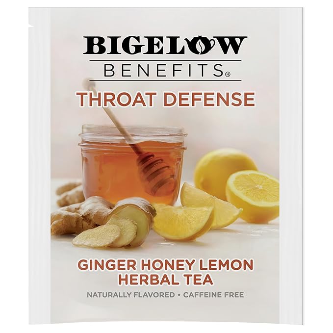 Bigelow Benefits Throat Defense (Ginger Honey Lemon Herbal) 18 Count (Pack of 6) 108 Total Tea Bags