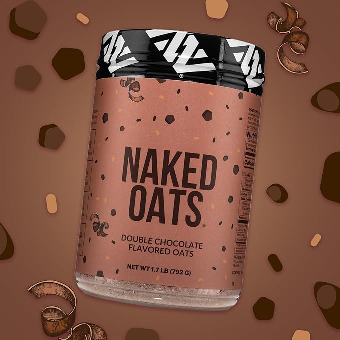 Naked Oats - Double Chocolate Overnight Oats 20g Grass-Fed Protein Gluten-Free Oatmeal Instant Breakfast or Shake High Protein Oatmeal High Fiber Breakfast Shake Non GMO No Soy - 12 Servings