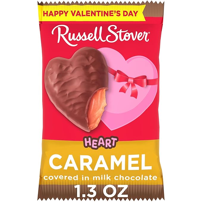 RUSSELL STOVER Valentine's Day Milk Chocolate Caramel Heart 1.3 oz. (Pack of 18)