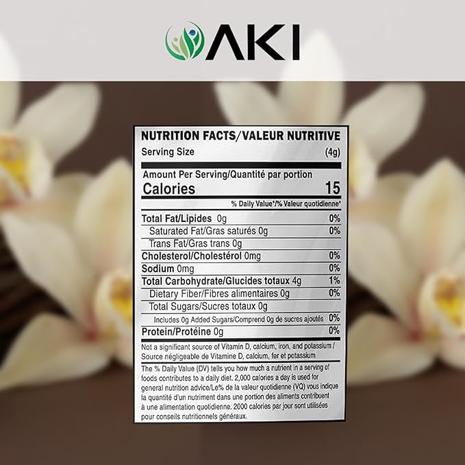AKI Vanilla Extract Powder from Authentic Beans for Delicious Flavoring Cooking Baking Drinks Tea Coffee Smoothies Cocktails - Sugar-Free &amp Alcohol-Free (10.58OZ/300g)