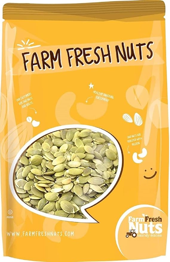 Dry Roasted Pepitas/Pumpkin Seeds with Himalayan Salt (2 Lbs.) - Roasted to Perfection in Small Batches for Added Freshness - Vegan &amp Keto Friendly - Farm Fresh Nuts Brand