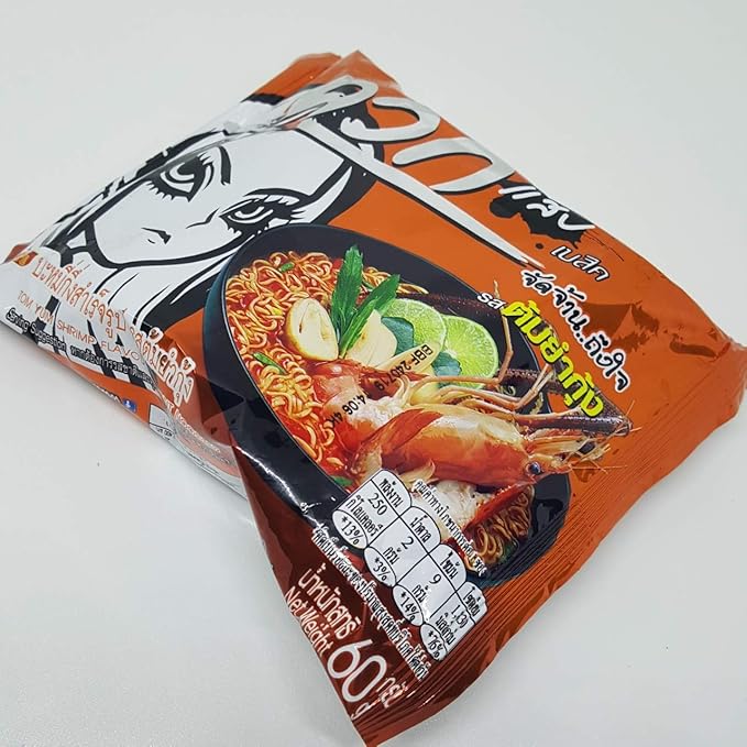 (60g. x 5 Packs) Tom Yum Shrimp Flavour Quick Cooking Thai Instant Noodles Soup Fest Spicy Food