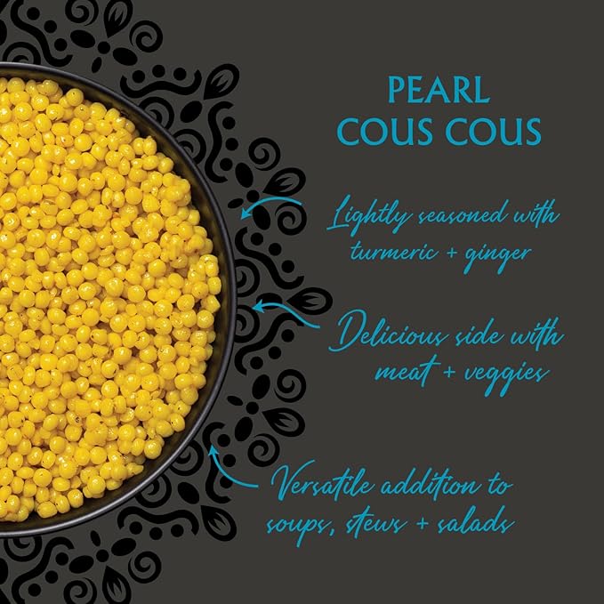 Mina Saffron Rice Festive Rice Pearl Couscous Variety Pack of 6 Ready to Eat Microwavable Couscous Pearls Side Dishes Vegan Protein Non-GMO Kosher