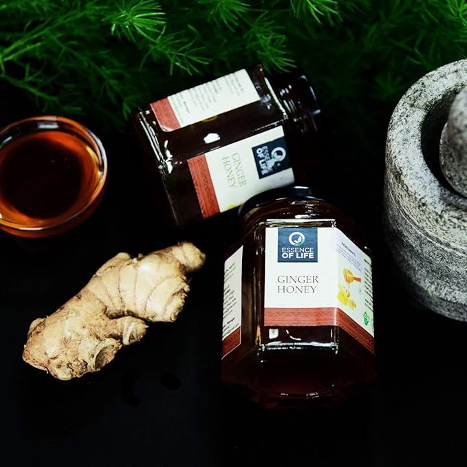 Essence of Life Ginger Honey &amp Turmeric Honey ( Both 250 Grams ) - Made with Natural Organic Ingredients