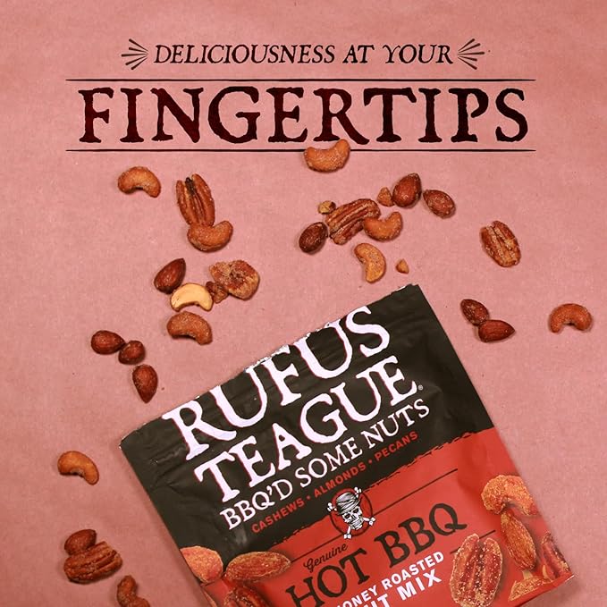 Rufus Teague - BBQ Honey Roasted &amp Hot BBQ Honey Roasted Variety - 9 oz Resealable Bags - 6 Pack