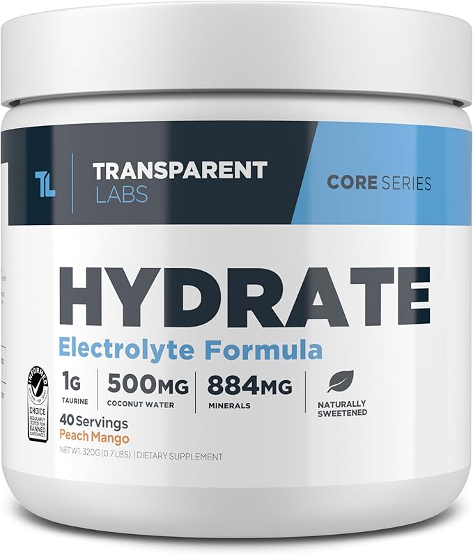 Transparent Labs Grass-Fed Whey Protein Isolate (30 Servings Strawberry Milkshake) &amp Hydrate Electrolytes Powder (40 Servings Peach Mango)