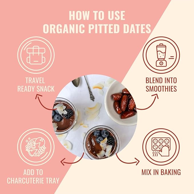 ORGANIC Pitted Dates (Deglet Nour) 48oz Bulk Bag (3 lbs) | NO Added Sugars Sulfurs or Preservatives | NON-GMO VEGAN HALAL &amp KOSHER