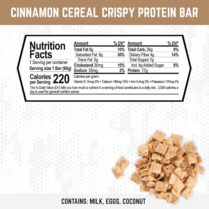 Battle Bars Crispy Protein Bar 16g Protein per serving - Gluten Free No Artificial Flavors or Colors - Veteran Owned - S'Mores (60g) 10 Count
