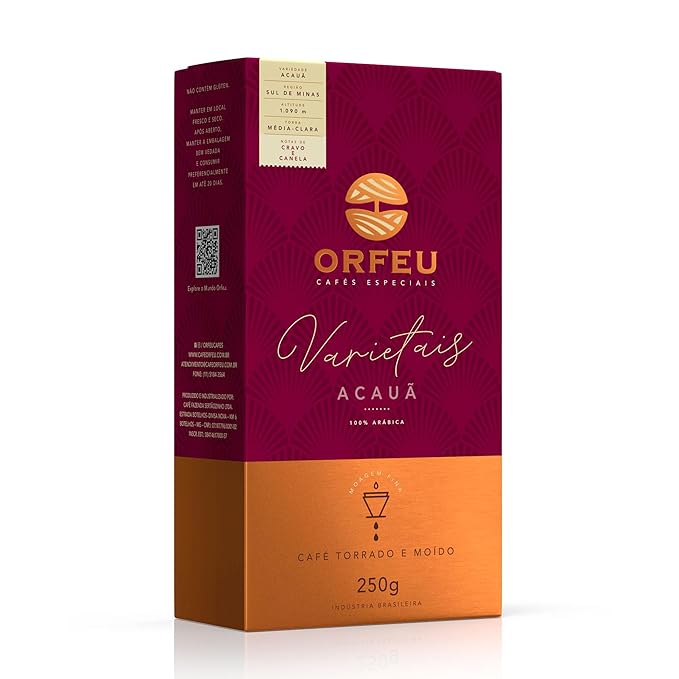 Roasted and Ground Acauã Coffee 8.8 oz – Notes of Clove and Cinnamon Medium-Light Roast Moderate Intensity – Ideal for Sophisticated Palates – Café Orfeu