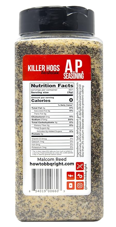 Killer Hogs AP Seasoning Championship BBQ and Grill All Purpose Dry Rub for Beef Steak Burgers Pork and Chicken Salt Pepper Garlic 21.7 oz Shaker