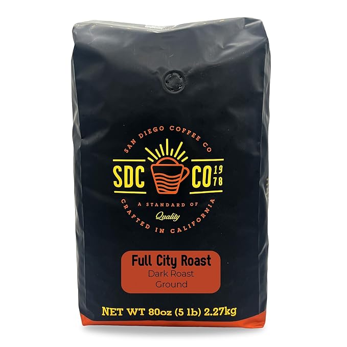 San Diego Coffee Full City Roast Dark Roast Ground Coffee 5-Pound Bag Café molido tostado