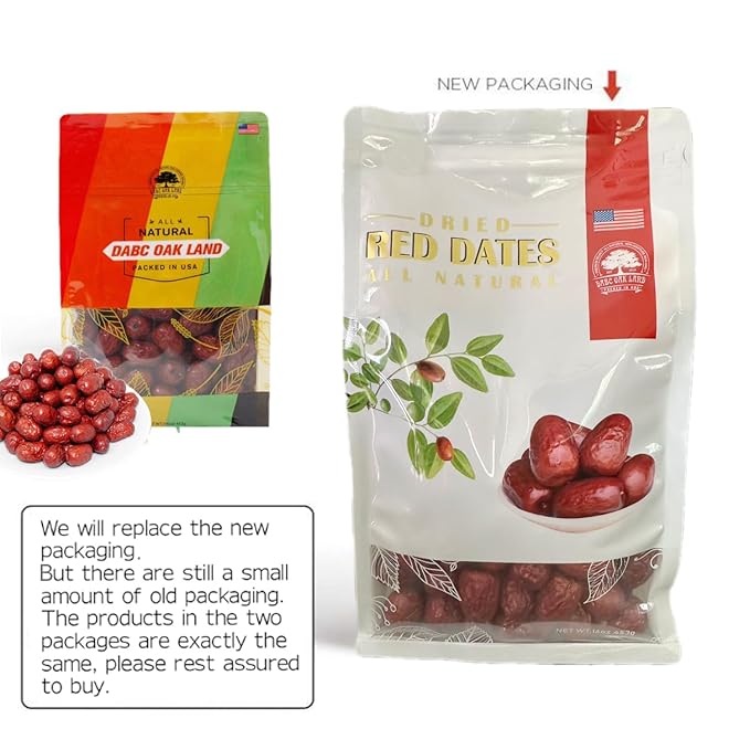 DABC OAK LAND Dried Jujube Red Dates slices High Nutrition and High Vitamin Red Jujube Dates Slice Snacks Dried Fruit Sweet Jujube Packed In USA 特级红枣片 (Dried Dates Slices 2 Pound)