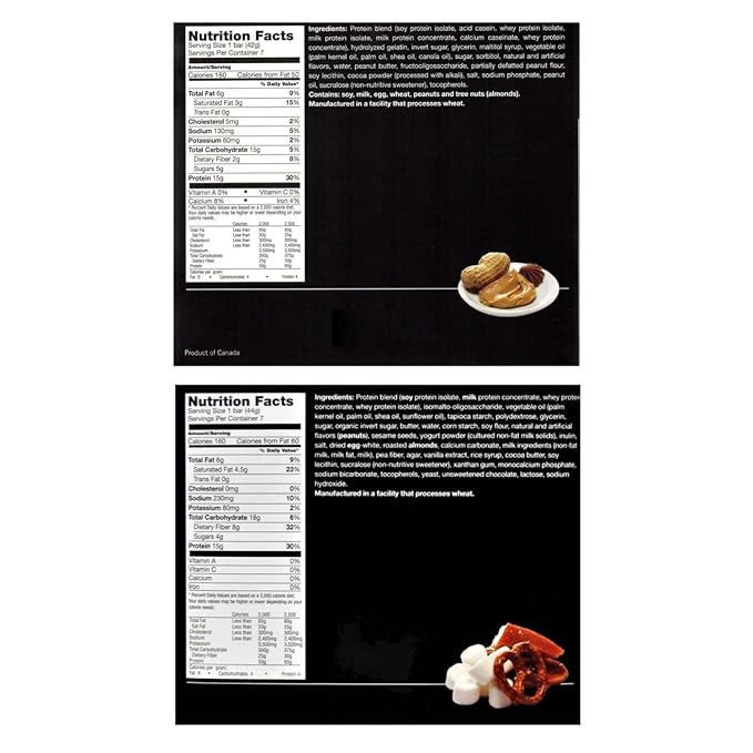 PROTIFIT - Low Calorie Peanut Butter Cup &amp Salted Toffee Pretzel Protein Bar 2 Pack High Protein 15g Protein Low Carb Low Sugar Ideal Protein Compatible 7 Servings Per Box (2 Pack)