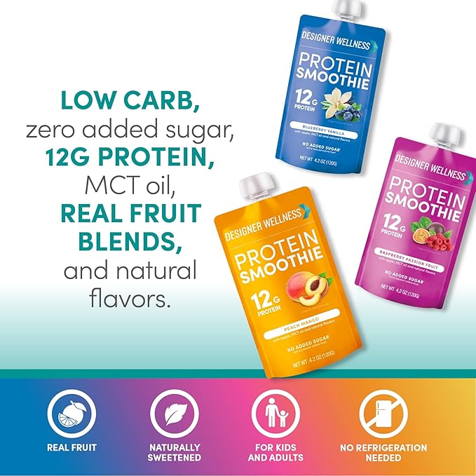 Designer Wellness Protein Smoothies Super Fruits Variety Pack and Tropical Fruit Bundle