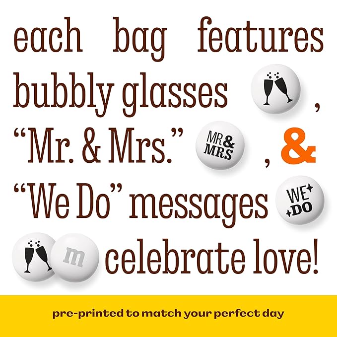 M&ampM’S WORLD “Mr. and Mrs.” Milk Chocolate Candy 5 lbs Bulk Candy for Wedding Decorations Unique Favors or Cake Topper