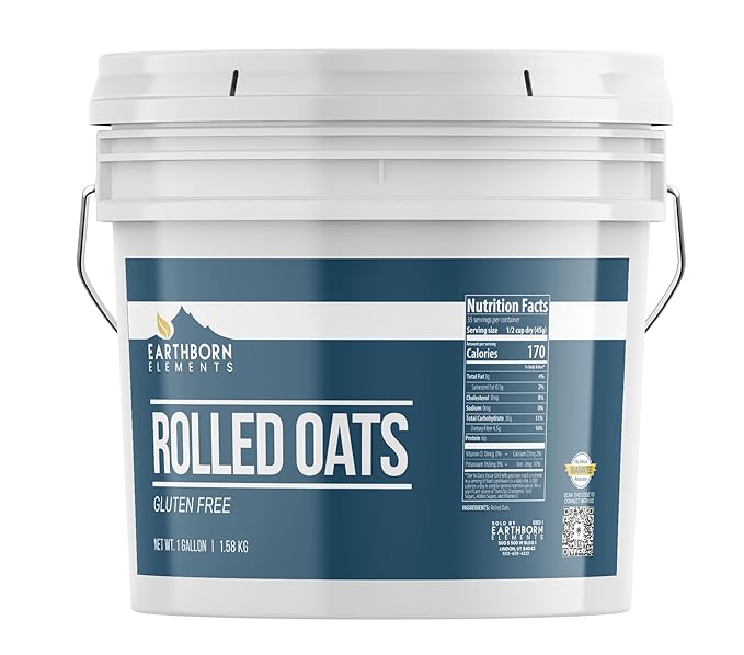 Earthborn Elements Gluten Free Rolled Oats 1 Gallon Old Fashioned Oats Bulk Size