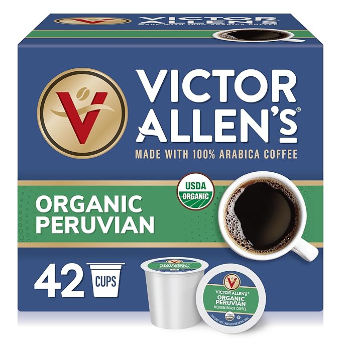 Victor Allen's Coffee Organic Peruvian Medium Roast 42 Count Single Serve Coffee Pods for Keurig K-Cup Brewers