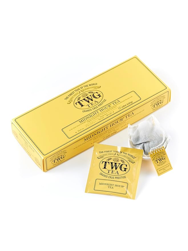 TWG Tea | Midnight Hour Tea | Black Tea | Fragrant Tropical Fruits | 15 Hand Sewn Cotton Teabags | Gift Set