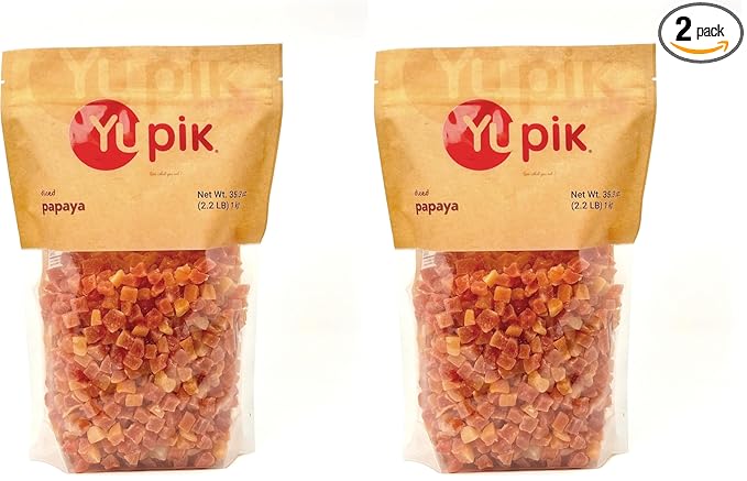 Yupik Sulfite Free Dried Fruits Diced Papaya 35.2 Ounce (Pack of 2)