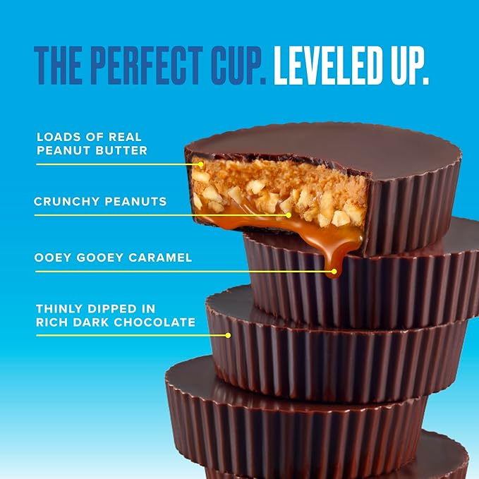 SkinnyDipped Caramel Peanut Paradise Cups 2g Sugar per Cup Gluten Free Low Carb Snack 3.2oz Resealable Bags 6 Count (Pack of 4)