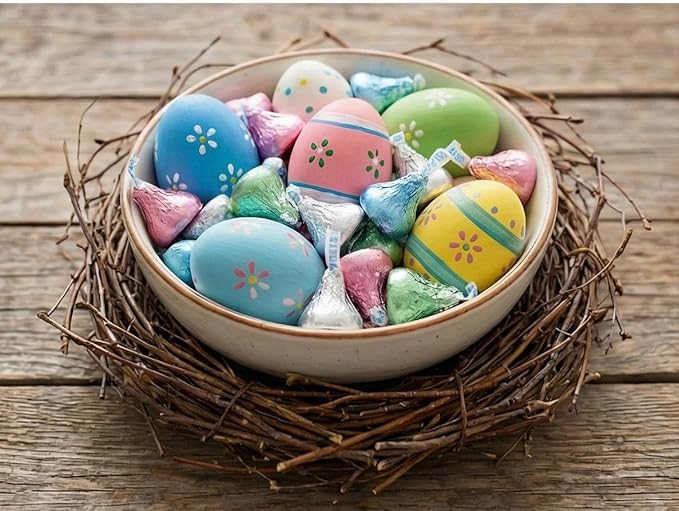 Hershys Kisses Easter Mix Milk Browny Bar and Milklicious Chocolate Candy Pastel Colors 2 Pound Approx 200 Pieces