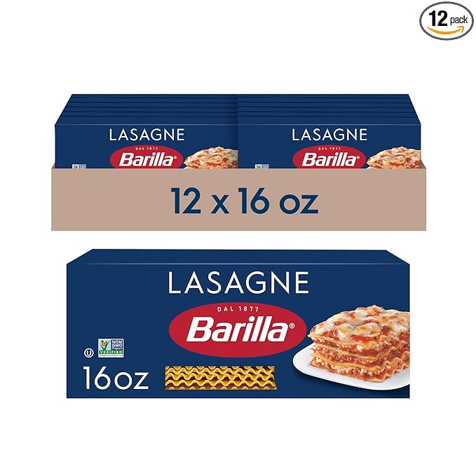 Barilla Wavy Lasagne Pasta 16 oz. Boxes (Pack of 12) - Non-GMO Made with Durum Wheat Semolina - Kosher Certified