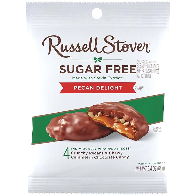 RUSSELL STOVER Sugar Free Pecan Delight Chocolate Candy 2.4 oz. bag (Pack of 10)