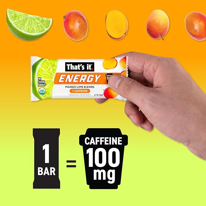 That’s it. Mango Lime Energy Mini Bars | 100mg Natural Caffeine |Mango Lime| Allergy-Friendly Nut Free Organic Non-GMO Gluten-Free Snacks | 15 Count