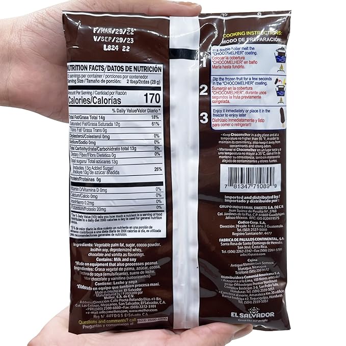 CHOCOMELHER Clasico - 12 Pack Milk Chocolate Flavored Coating for Chocobananos - Best to Cover Frozen Bananas &amp Strawberries - Traditional Snack - 12 of 13.22 oz Bags.