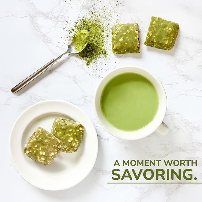 Rawmantic Matcha Protein Bar (12 Mini Bars x 60g) – Ceremonial Grade Matcha Soluble Tapioca Fiber Puffed Quinoa Millet &amp Buckwheat - No Artificial Flavors Plant-Based Non-GMO &amp Kosher
