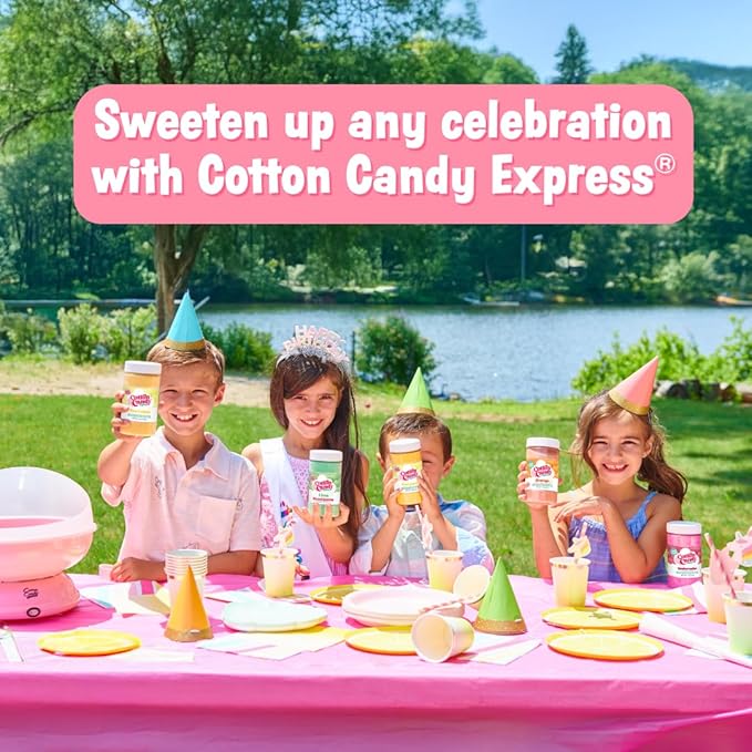 Cotton Candy Express Floss Sugar Variety Pack with 3 - 11oz Plastic Jars of Cherry Blue Raspberry &amp Grape Flossing Sugars Plus 50 Paper Cotton Candy Cones