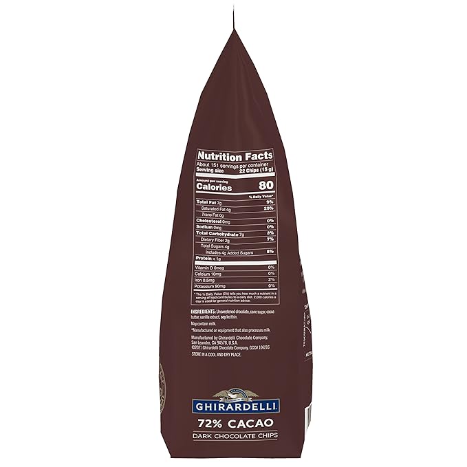 Ghirardelli Chocolate Company 72% Cacao Dark Chocolate Chips 5lb. Bag (Pack of 2)
