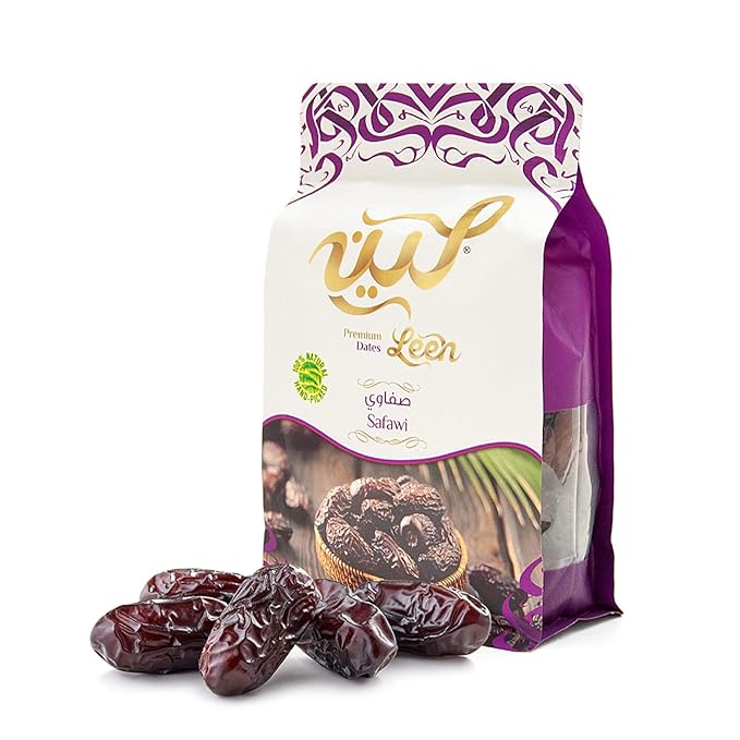 LEEN Safawi Dates Premium 100% Natural &amp Hand-Picked Resealable Zipper Pouch | Soft Naturally Sweet &amp Melt-in-Mouth | Authentic Dates from Al-Madinah Al-Munawarah (400 g)