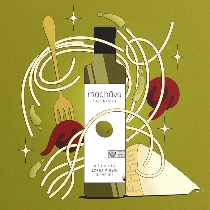 Madhava Organic Olive Oil 1L Tin 100% Pure Single Source Traceable Cold Extracted Non-Gmo No Pesticides Gluten Free Vegan Kosher Extra Virgin 33.8 Fl Oz