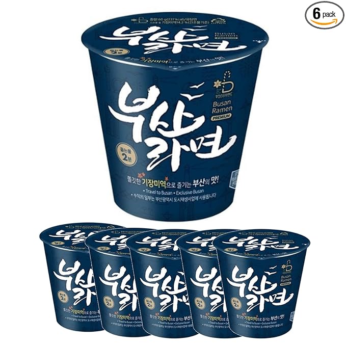 Busan Seaweed Ramen Noodle Soup Not Spicy 360g Pack of 6 Korean Instant Cuo Noodles
