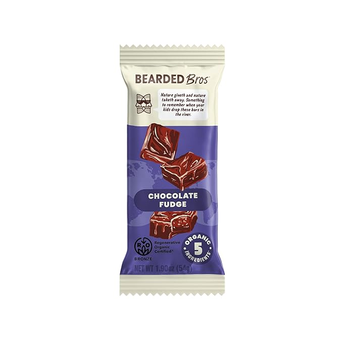 Bearded Brothers Organic Vegan Energy Bars - Gluten &amp Soy Free Paleo Whole 30 | Non GMO Low Glycemic High Protein Fiber (10 Pack Chocolate Fudge)