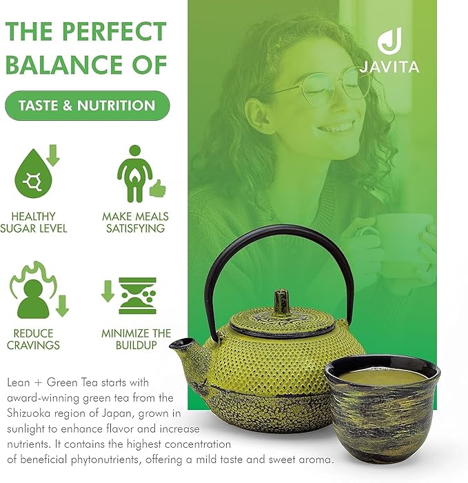 Lean + Green Instant Tea Mix by Javita – Premium Green Tea &amp Herbs – Daily Metabolism Clean Energy Support – Award-winning Convenient Green Tea Mix (3 box/72 serv.)