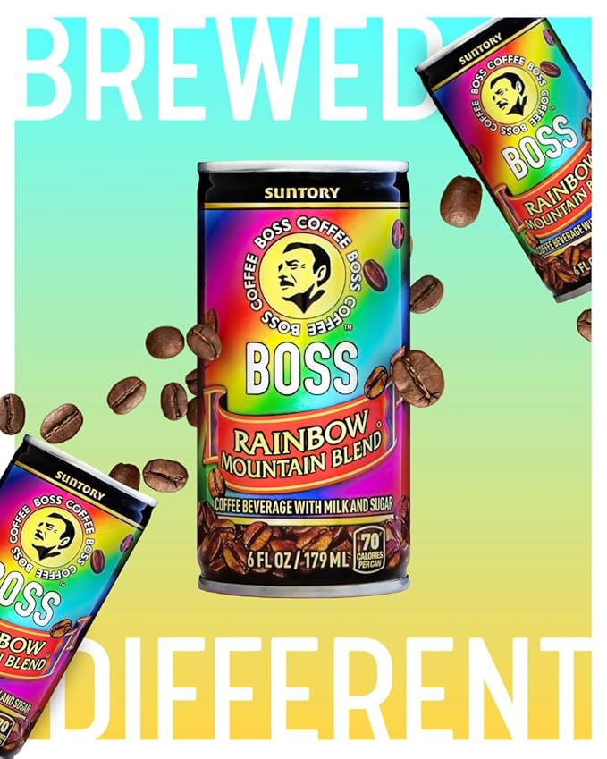 BOSS Coffee by Suntory – Rainbow Mountain Blend Japanese Flash Brew Coffee 6oz 12 Pack Imported from Japan Espresso Doubleshot Ready to Drink Contains Milk No Gluten