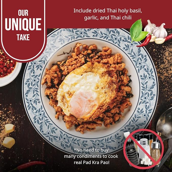 TAAN THAI PAD KRA PAO Stir-Fry Kit – Authentic Thai Holy Basil (Kra Pao) Starter – Vegan Gluten-Free No Preservatives – Easy to Cook – 3 Packets per Box (Makes 12 Dishes) (6)