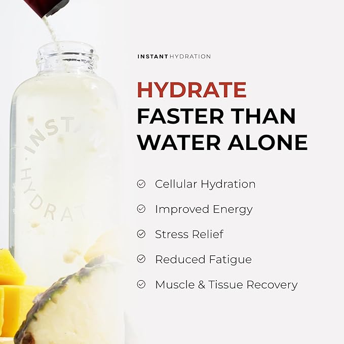 Instant Hydration Electrolytes Powder Packets - Mango Pineapple Drink Mix - Zero Sugar - Keto Vegan Gluten-Free Non-GMO - Boost Recovery Brain Health Muscle &amp Tissue Support- 30 Sticks