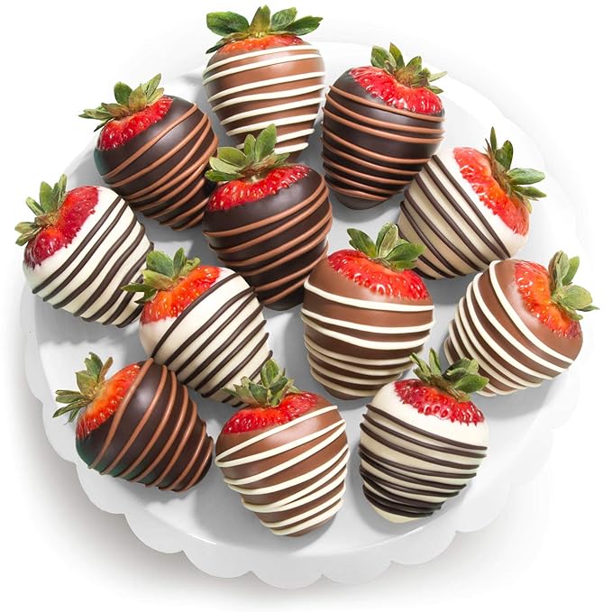 Chocolate Covered Strawberries 12 Dark/Milk/White Delight