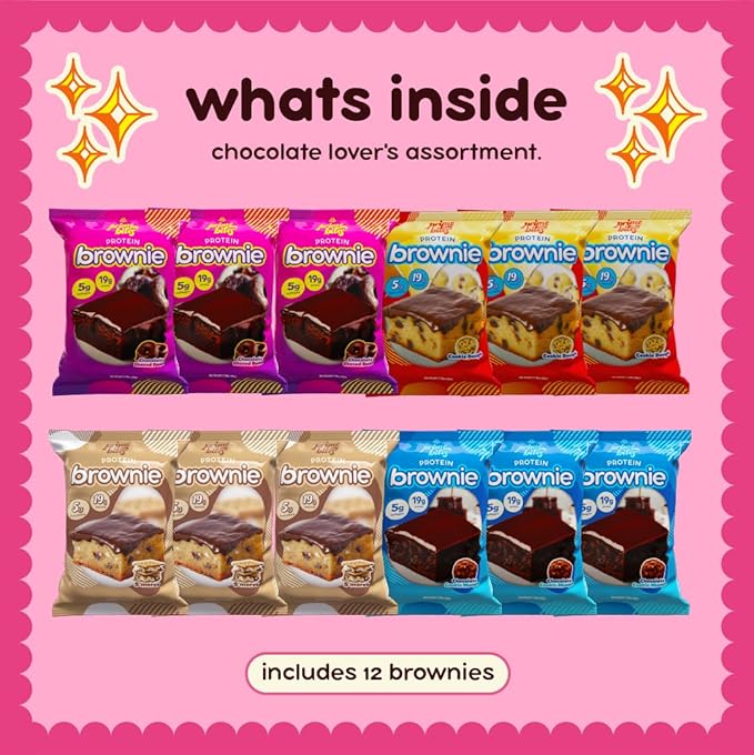 Prime Bites Protein Brownie from Alpha Prime Supplements | High Protein Collagen Fortified Low Sugar Treat | Delicious Snack | 12 Bars per Box (Chocolate Flavors Variety)