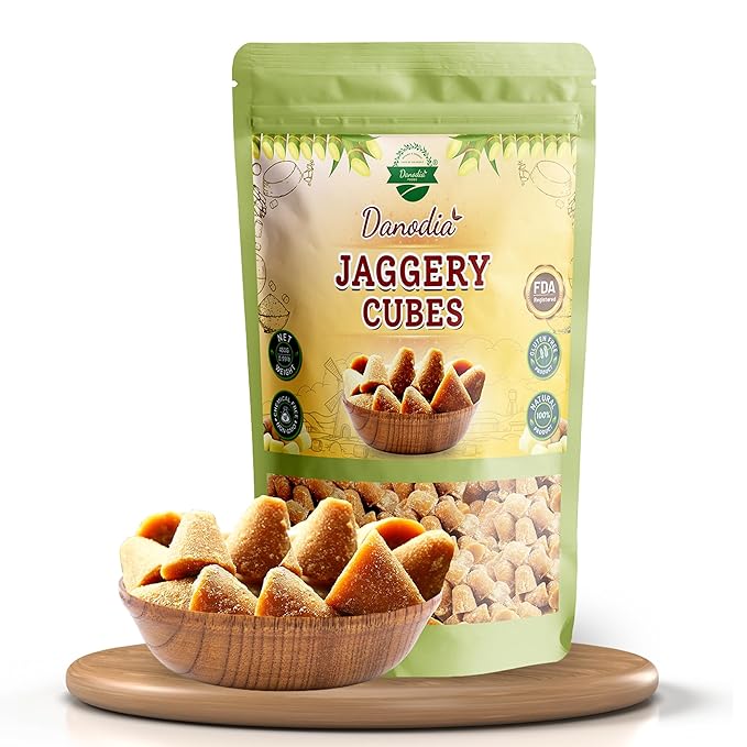 Danodia Foods Pure Jaggery Cubes (900g/1.98 lb) | Natural Desi Gud/Gur Made of Sugarcane | Chemical-Free Unrefined Sweetener for Cooking &amp Beverages | No Chemicals or Artificial Additives