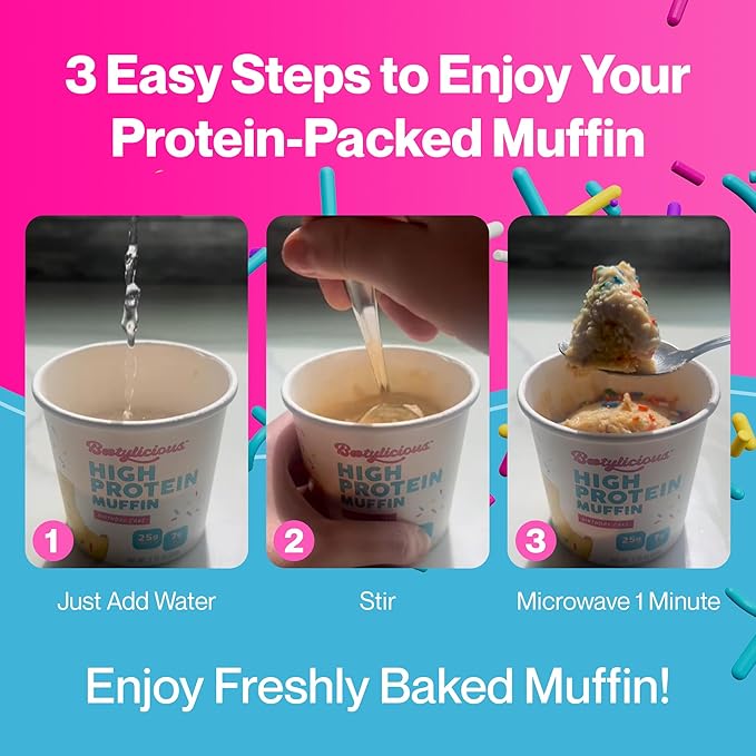 Bootylicious | 25g Protein Muffin | Best Sellers | Low Carb 16g-18g Fiber Low Glycimic Index Low Sugar 2.32-2.75oz Cup 12-Pack